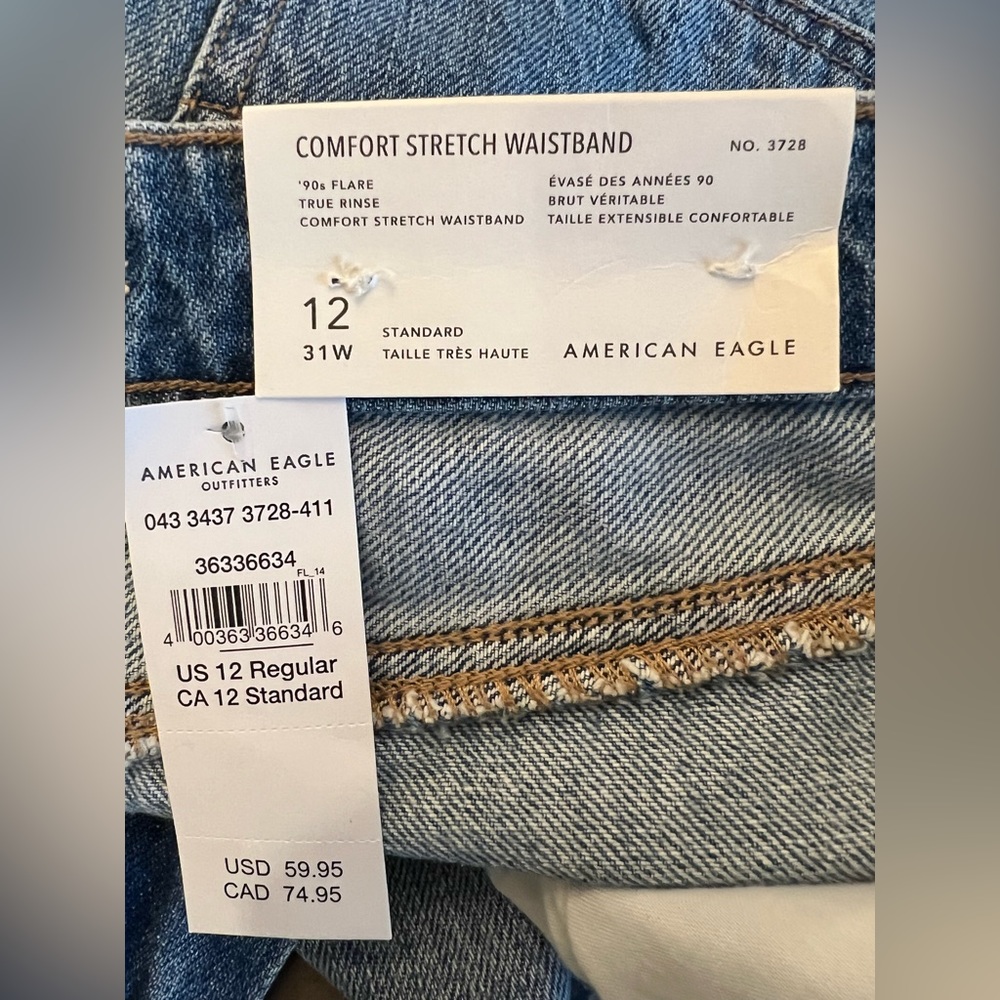 NWT American Eagle Outfitters Jeans Size 12 - Picture 4 of 6